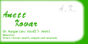 anett kovar business card